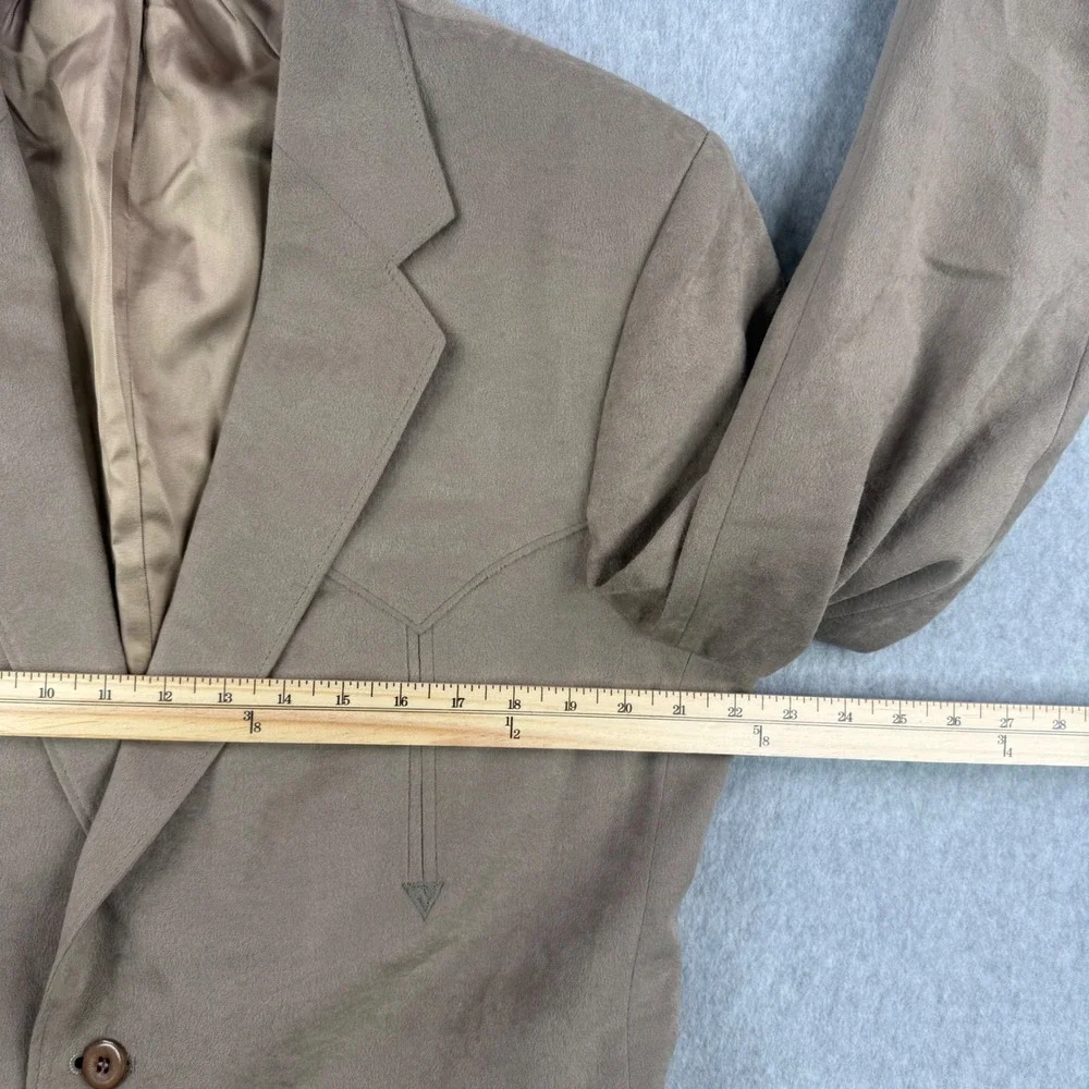 Circle S Blazer Mens 44R Tan Faux Suede Yoke Sport Coat Western Cowboy Ranch USA